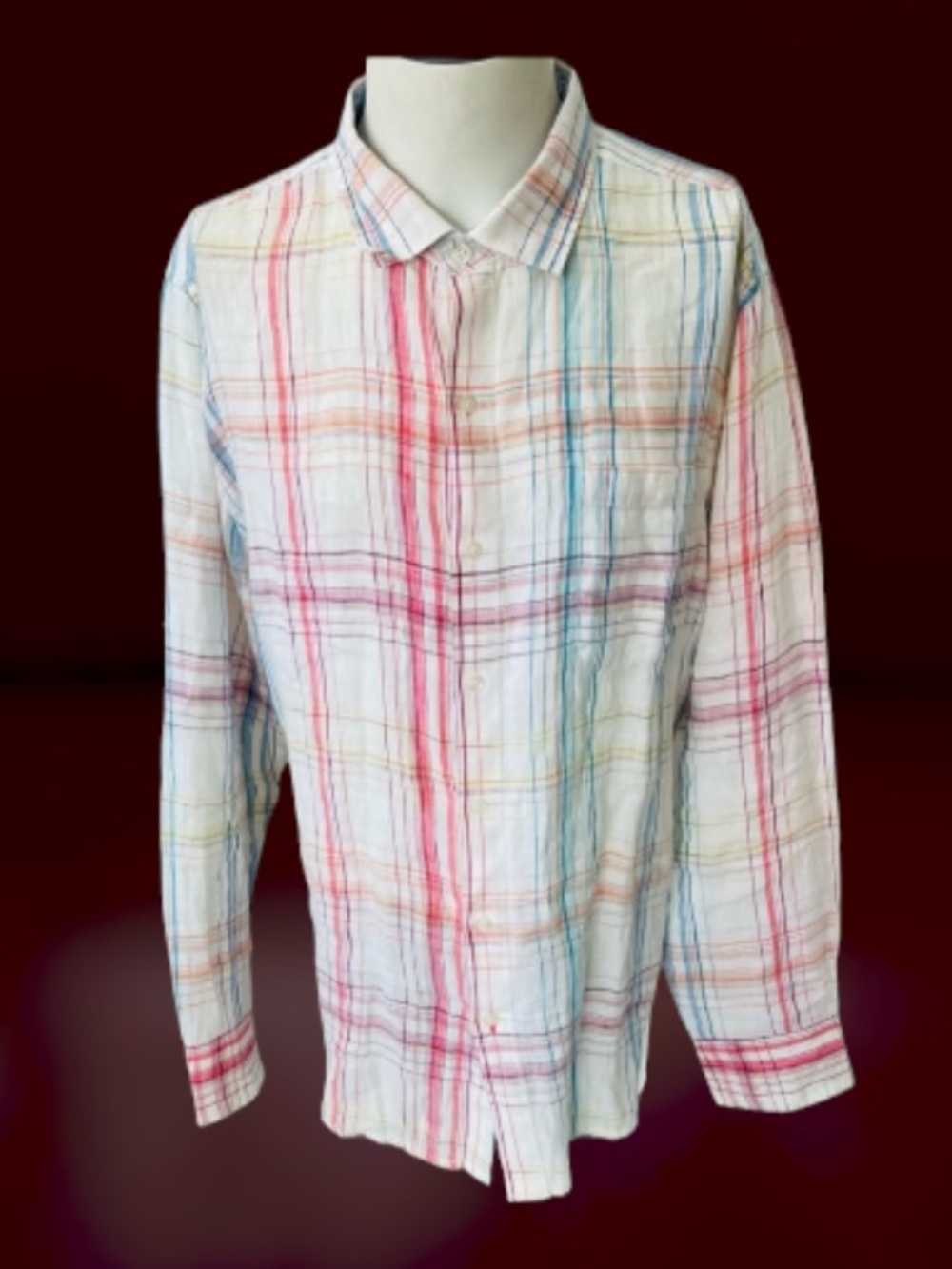 New! TOMMY BAHAMA ISLAND TIME LINEN PLAID SHIRT SIZE X-LARGE